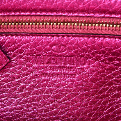 Valentino Garavani Metallic Pebbled Calfskin Small Rockstud Tote Peony 7 of 8