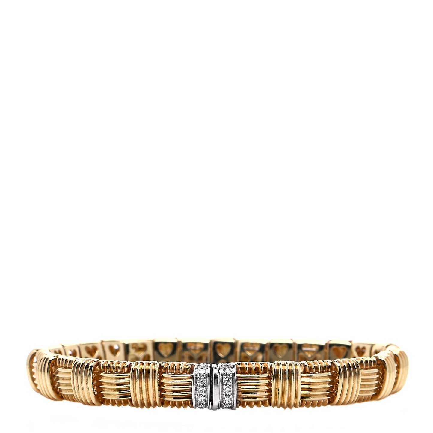 18K Yellow White Gold Diamond Appassionata Basket Weave Bracelet