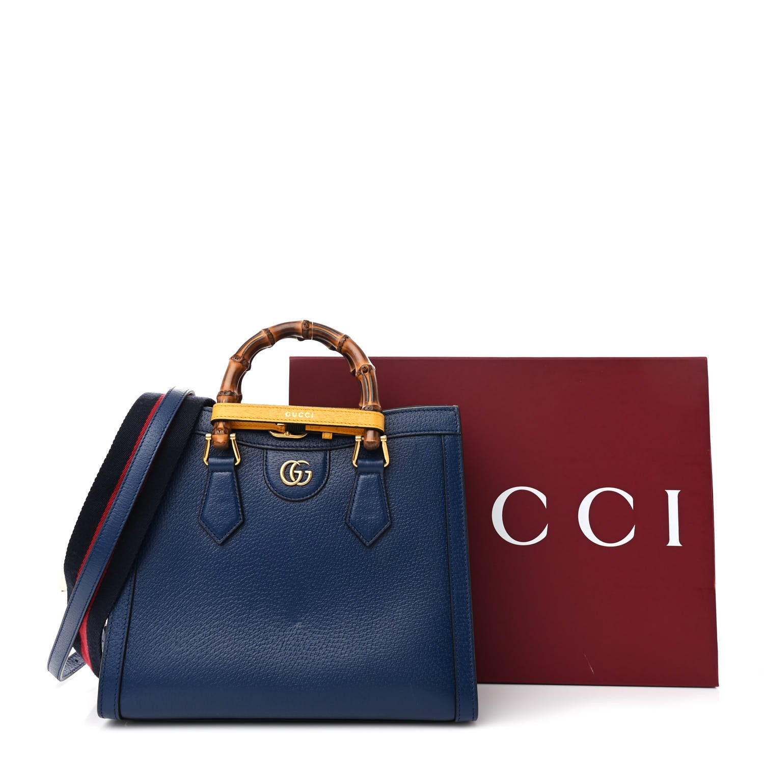 Gucci Textured Dollar Calfskin Web Small Diana Tote Bag Royal Crop 12 of 12