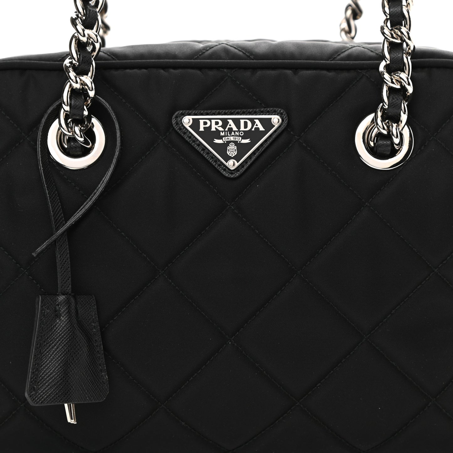 Nylon Tessuto Impuntu Quilted Shoulder Bag Black