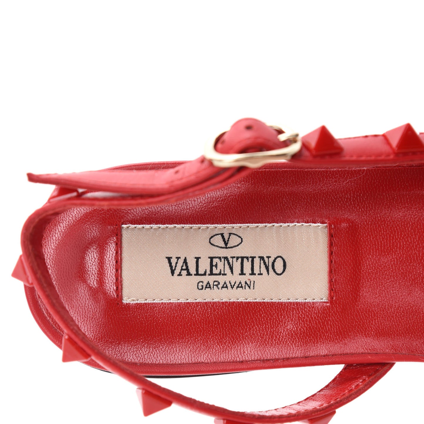 Nappa Monochrome Rockstud Slingback Flats 37 Rosso Valentino