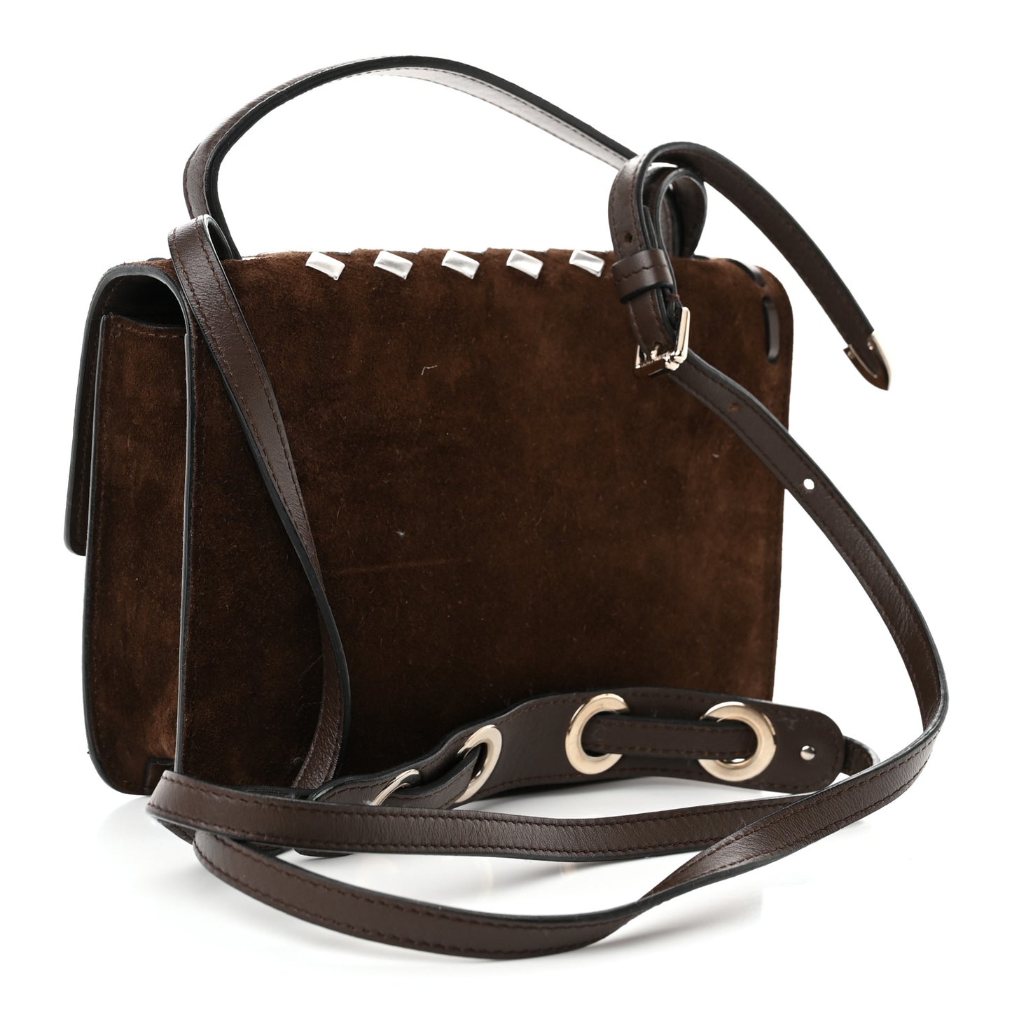 Suede Studded Mini Rebel Crossbody Brown