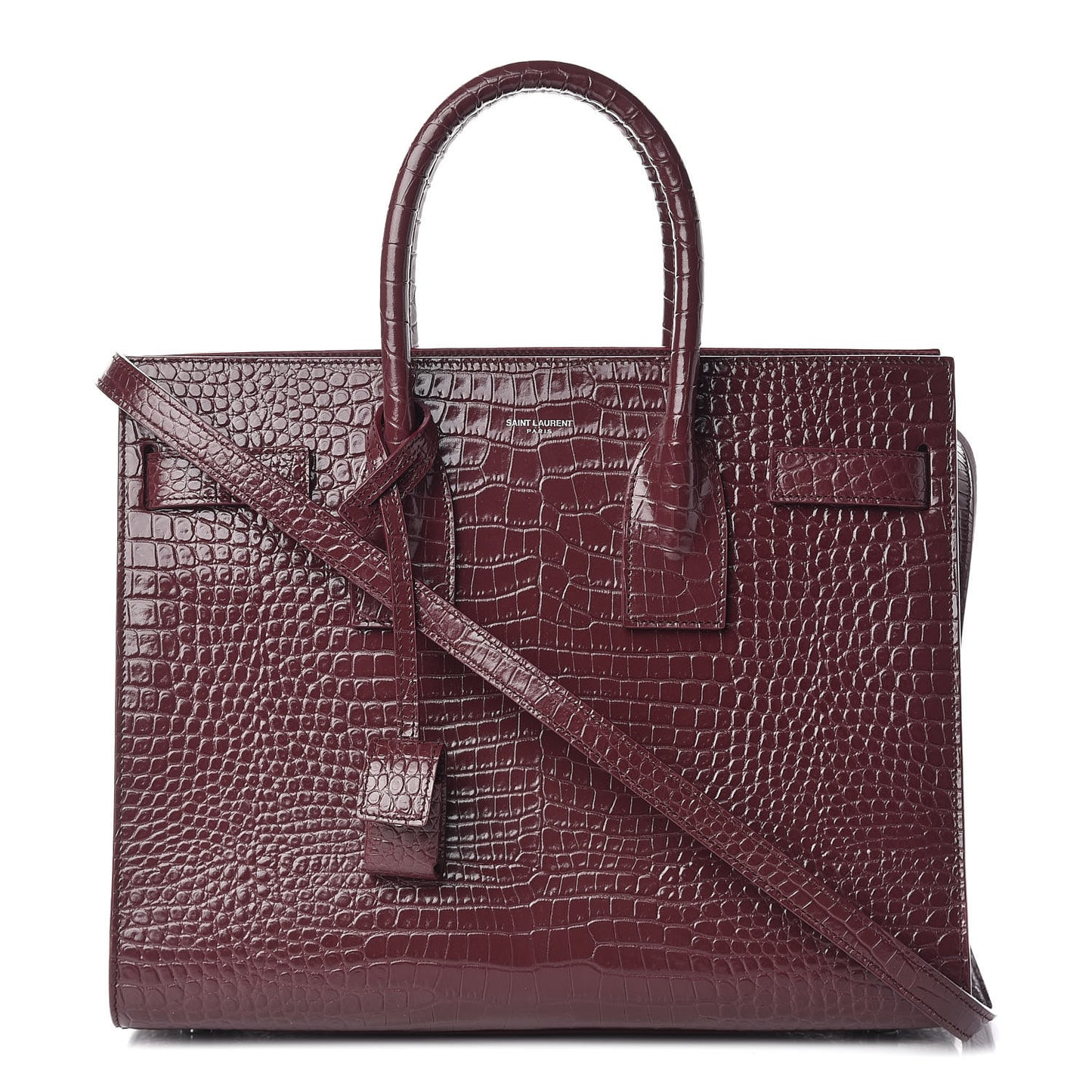 Calfskin Crocodile Embossed Small Sac de Jour Rouge Legion