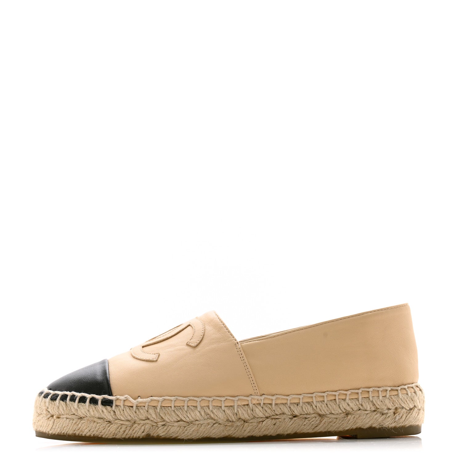 Chanel Lambskin CC Espadrilles 35 Beige Black 1 of 11