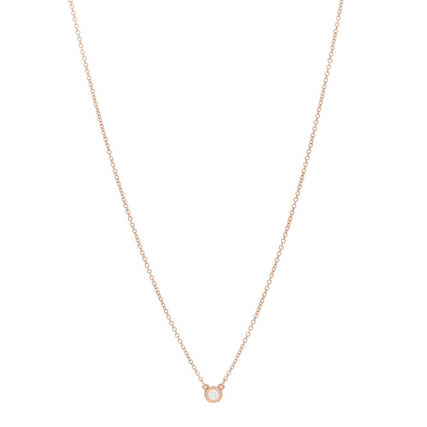 18K Rose Gold Diamond .10ct Elsa Peretti Diamonds by the Yard Pendant Necklace