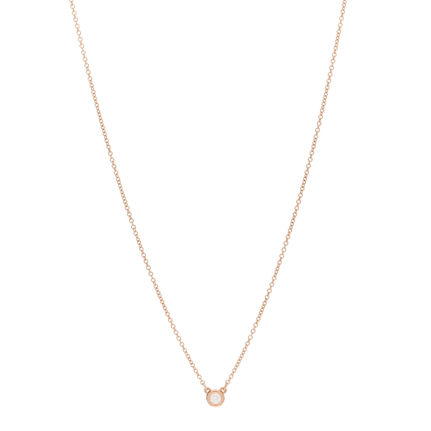 Tiffany 18K Rose Gold Diamond .10ct Elsa Peretti Diamonds by the Yard Pendant Necklace 1 of 4