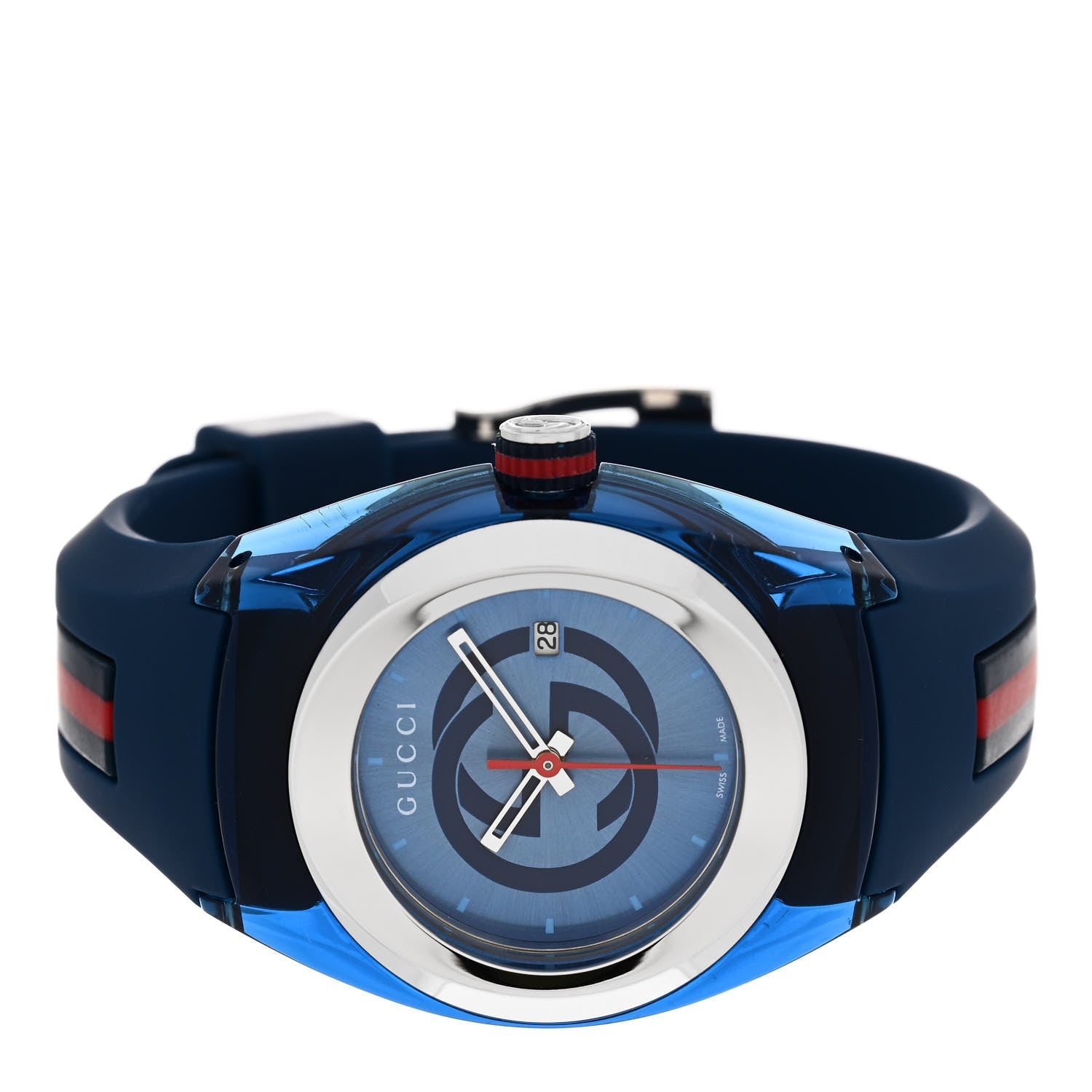 Gucci Stainless Steel Rubber 36mm Sync Web Quartz Watch Blue 2 of 5