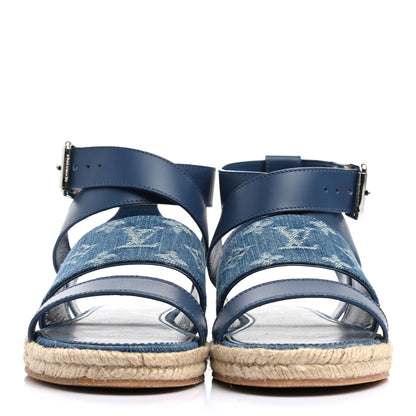 Louis Vuitton Monogram Denim Starboard Espadrille Flat Sandal 37 Blue 2 of 8
