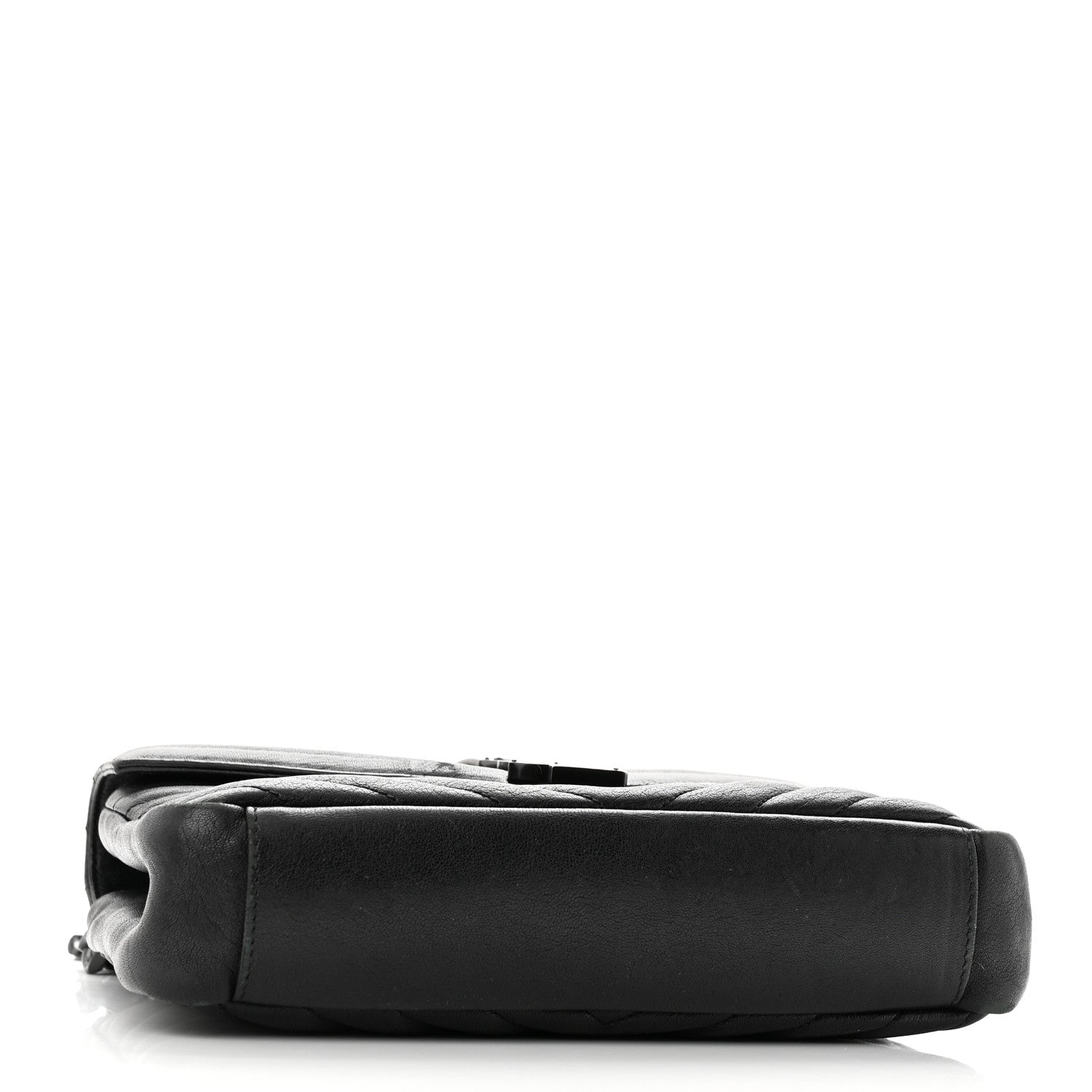 Saint Laurent Sheepskin Matelasse Chevron Monogram Monochrome Medium College Bag Black 4 of 12