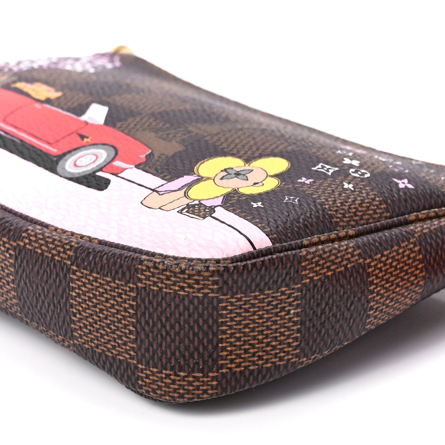 Louis Vuitton Damier Ebene 2019 Christmas Animation Mini Pochette Accessories Red 12 of 13