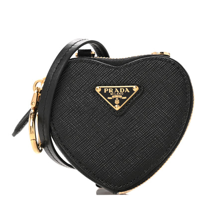 Prada Saffiano Mini Heart Pouch Black 1 of 9