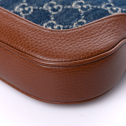 Gucci New Denim GG Monogram Calfskin Small Jackie 1961 Hobo Blue Tea Cuir 8 of 12
