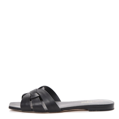 Saint Laurent Calfskin Nu Pied 05 Slide Sandals 39.5 Black 1 of 15