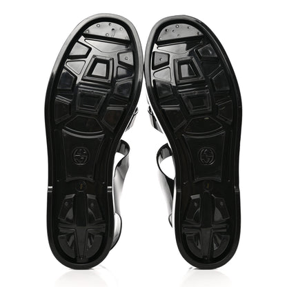 Gucci Shiny Rubber Double G Buckle Strap Sandals 9 Black 6 of 8