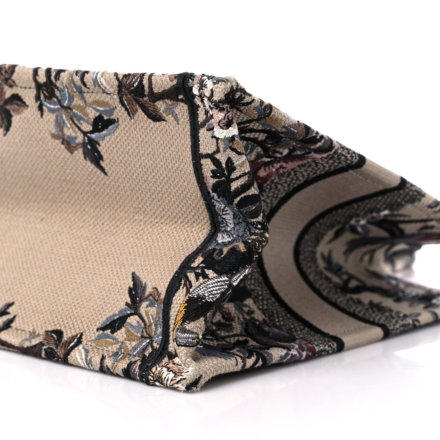 Canvas Embroidered Jardin D'Hiver Medium Book Tote Beige Multicolor