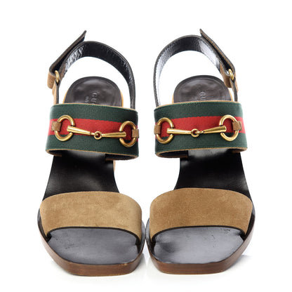 Gucci Suede Querelle Web Sandals 37.5 Marron Glace 5 of 11