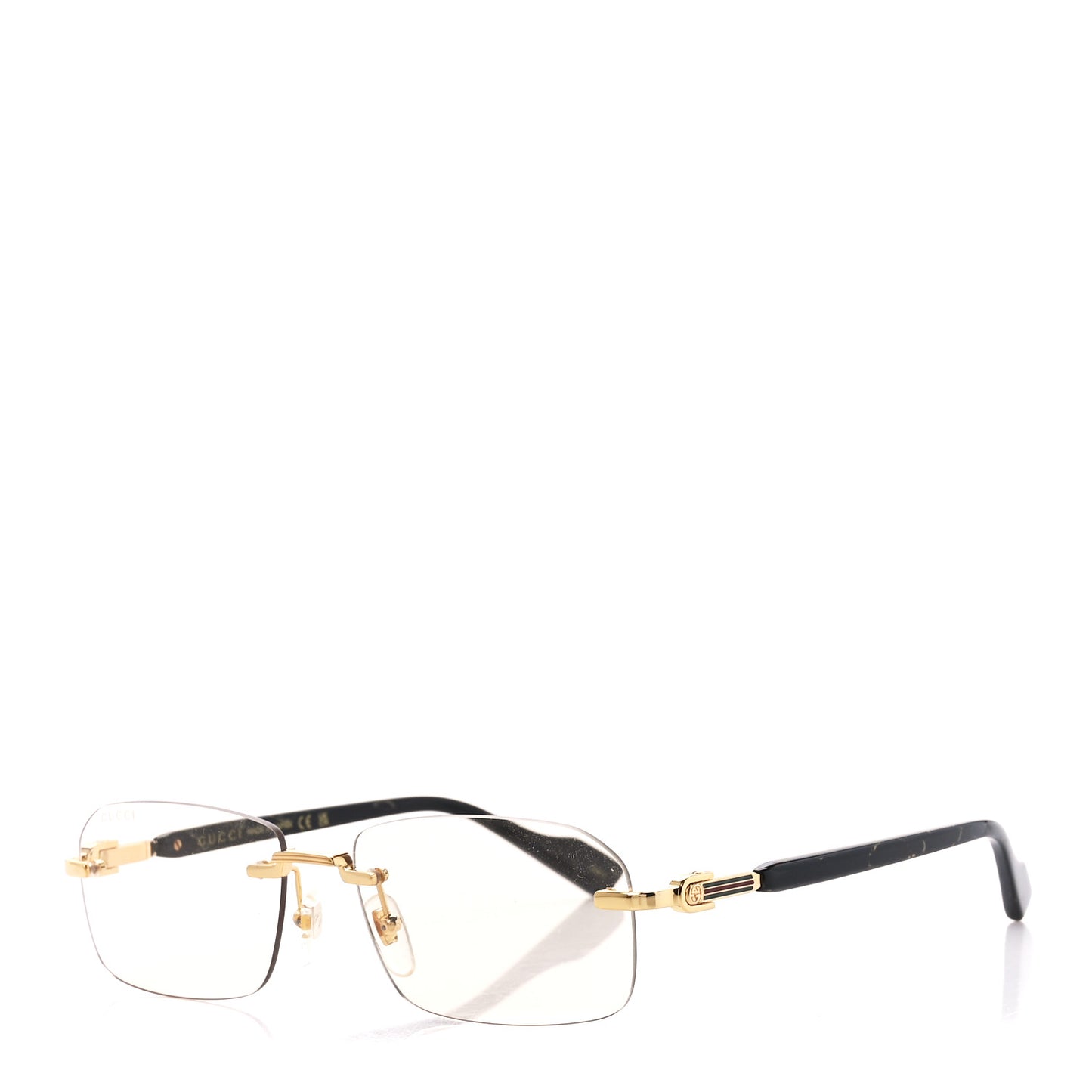Metal Rectangular Frame Sunglasses GG1221S Gold Black