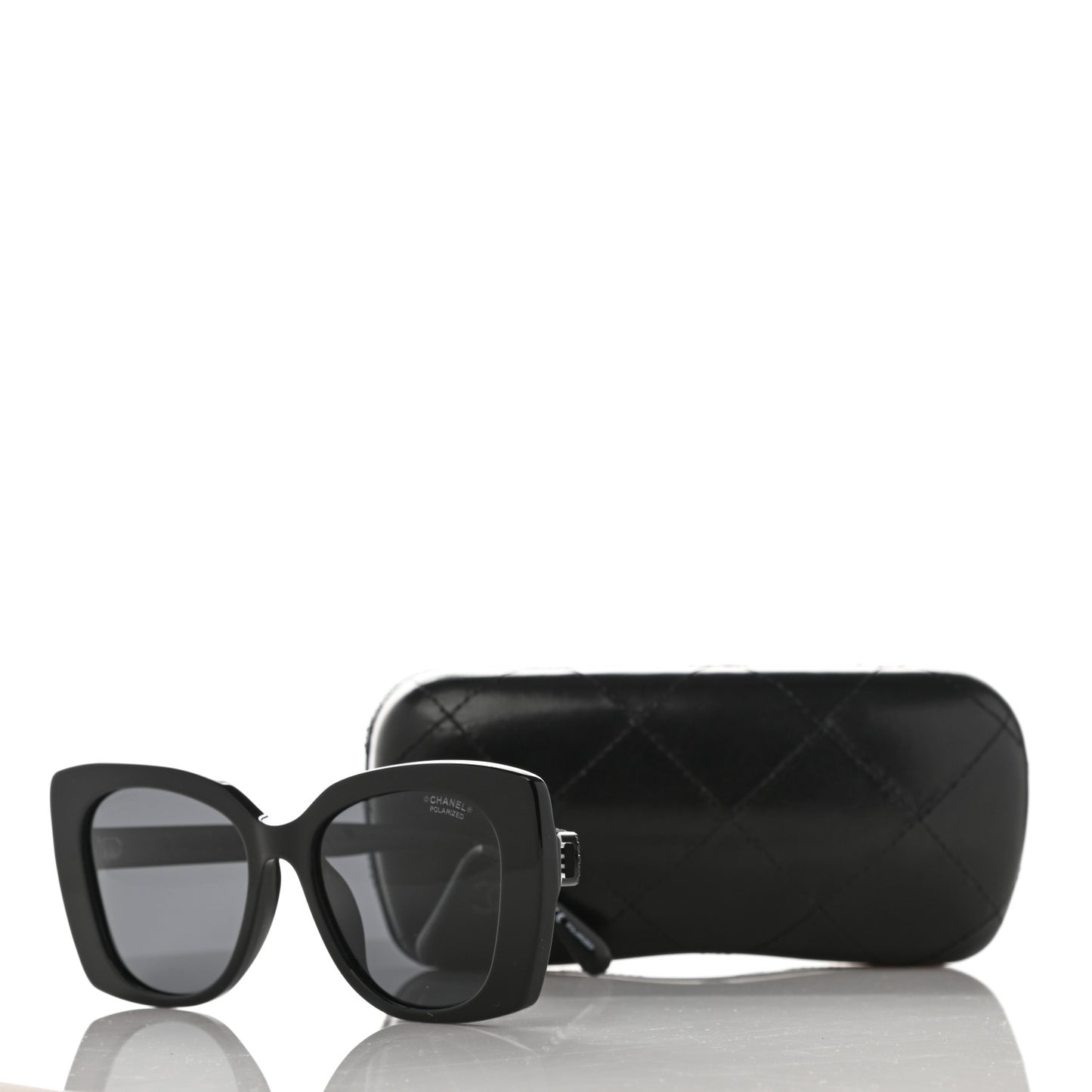 Acetate Strass Polarized Square Sunglasses 5422-B Black
