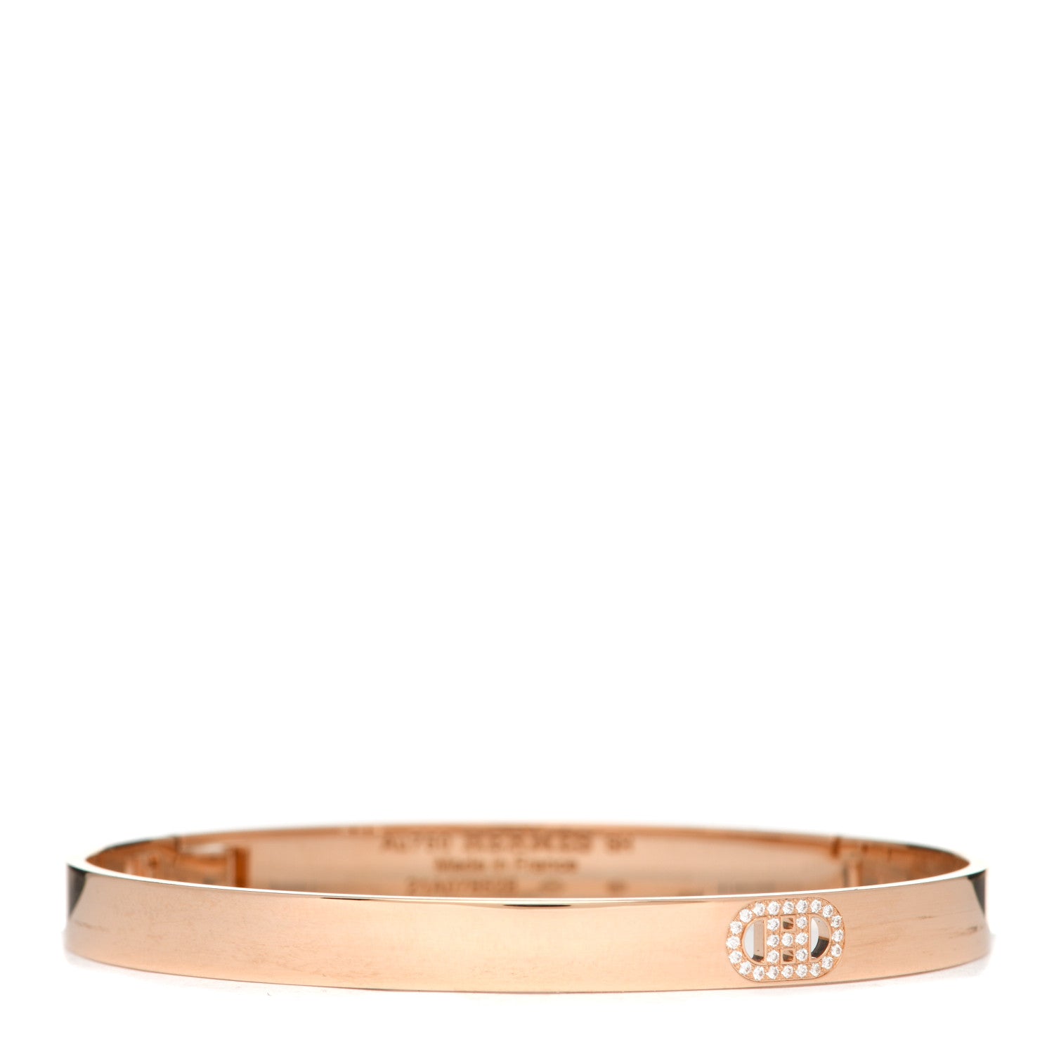Hermes 18K Rose Gold Diamond PM H D'Ancre Bracelet SH 1 of 5