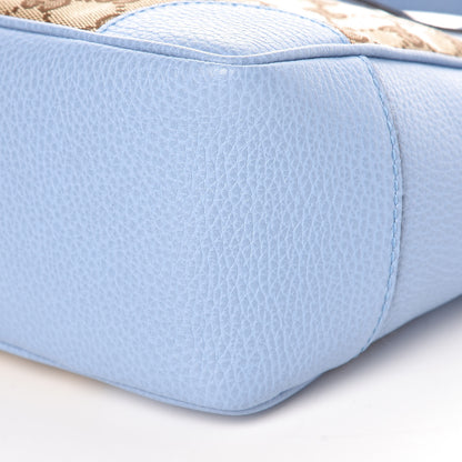 Gucci Monogram Dollar Calfskin Small Bree Tote Beige Ebony Mineral Blue 9 of 9