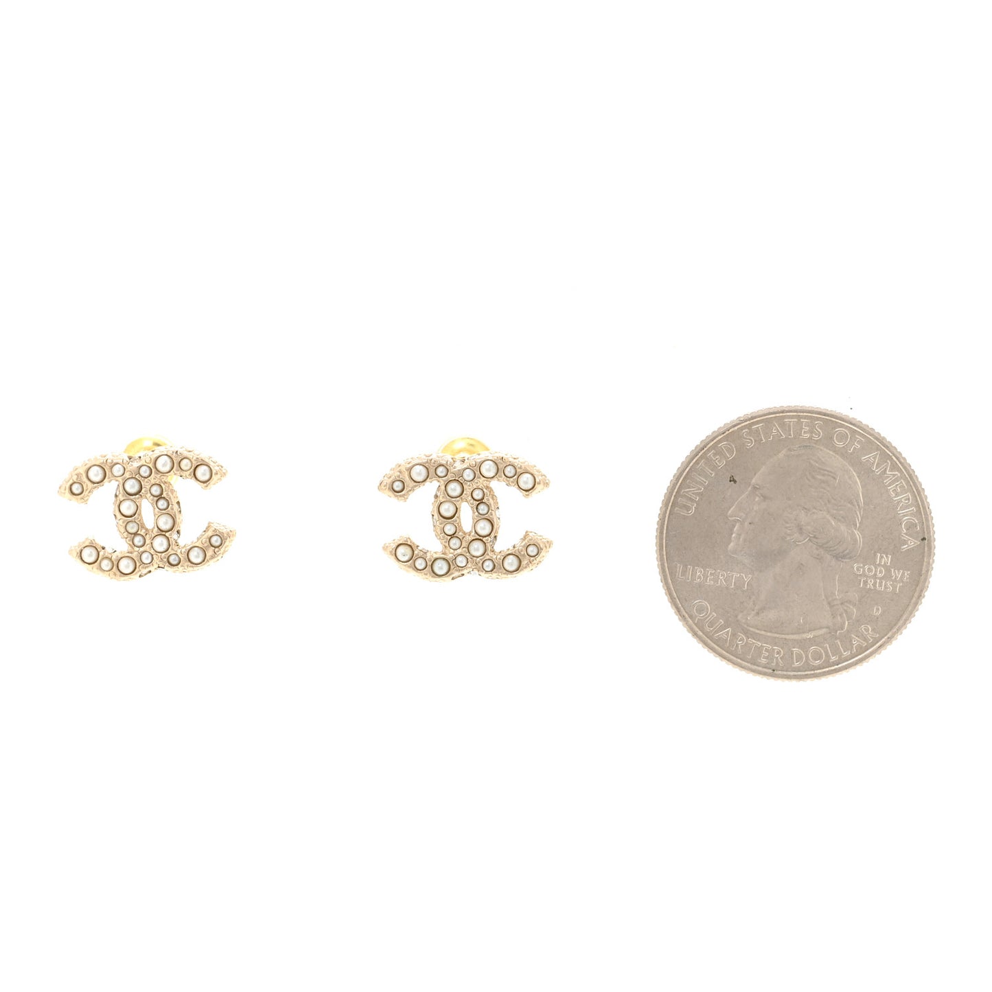 Pearl Crystal CC Earrings Light Gold