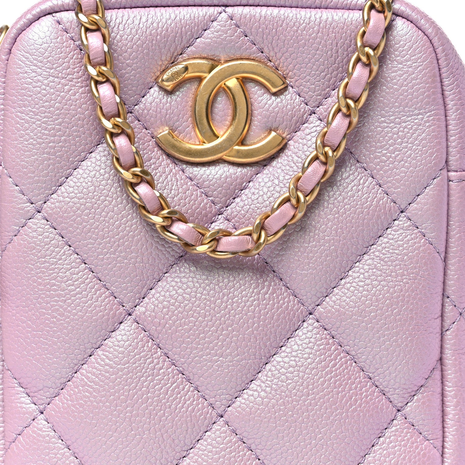 Chanel Iridescent Caviar Quilted Vertical My Perfect Camera Case Pink 8 of 10