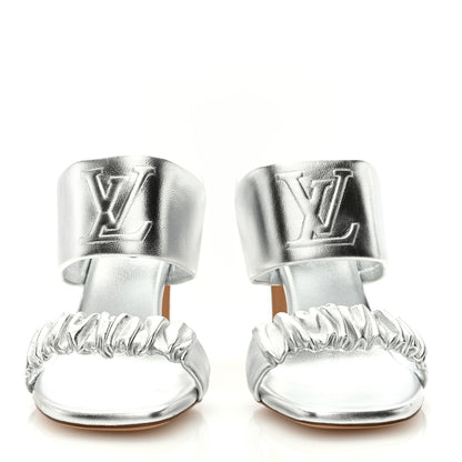 Louis Vuitton Metallic Lambskin Drapy Heel Mules 40 Silver 2 of 7