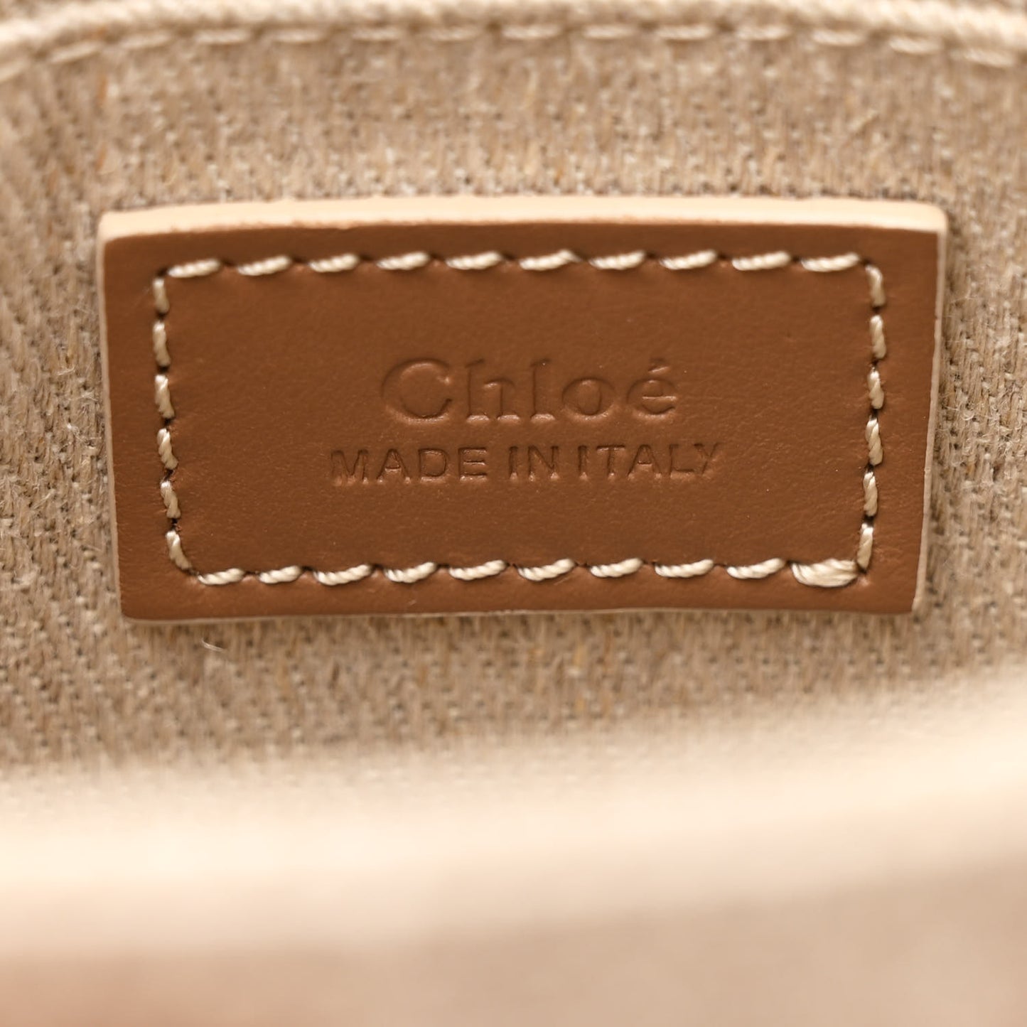 Linen Calfskin Mini Woody Ribbon Tote With Strap Blushy Beige