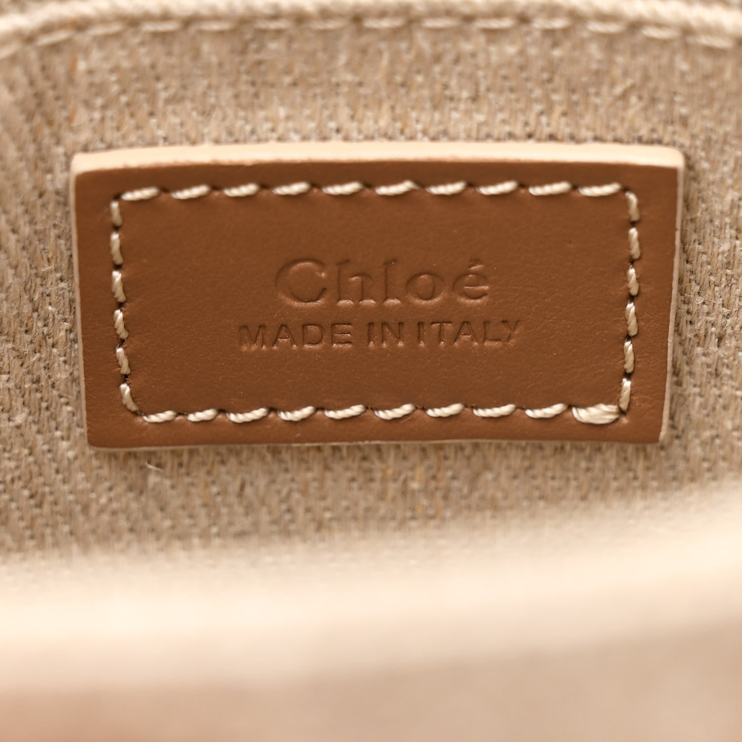 Chloe Linen Calfskin Mini Woody Ribbon Tote With Strap Blushy Beige 6 of 11