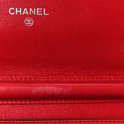 Chanel Caviar Timeless CC Wallet on Chain WOC Red 12 of 13