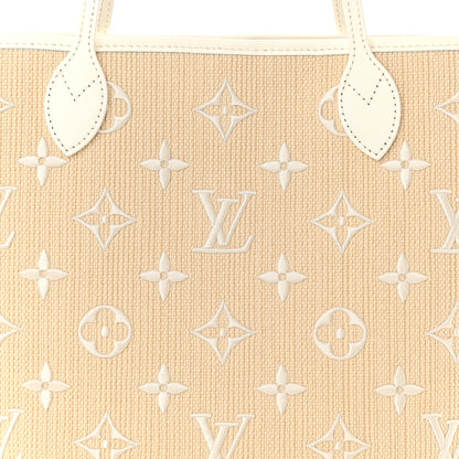 Louis Vuitton Cotton Monogram Embroidered Neverfull MM Beige White 8 of 10