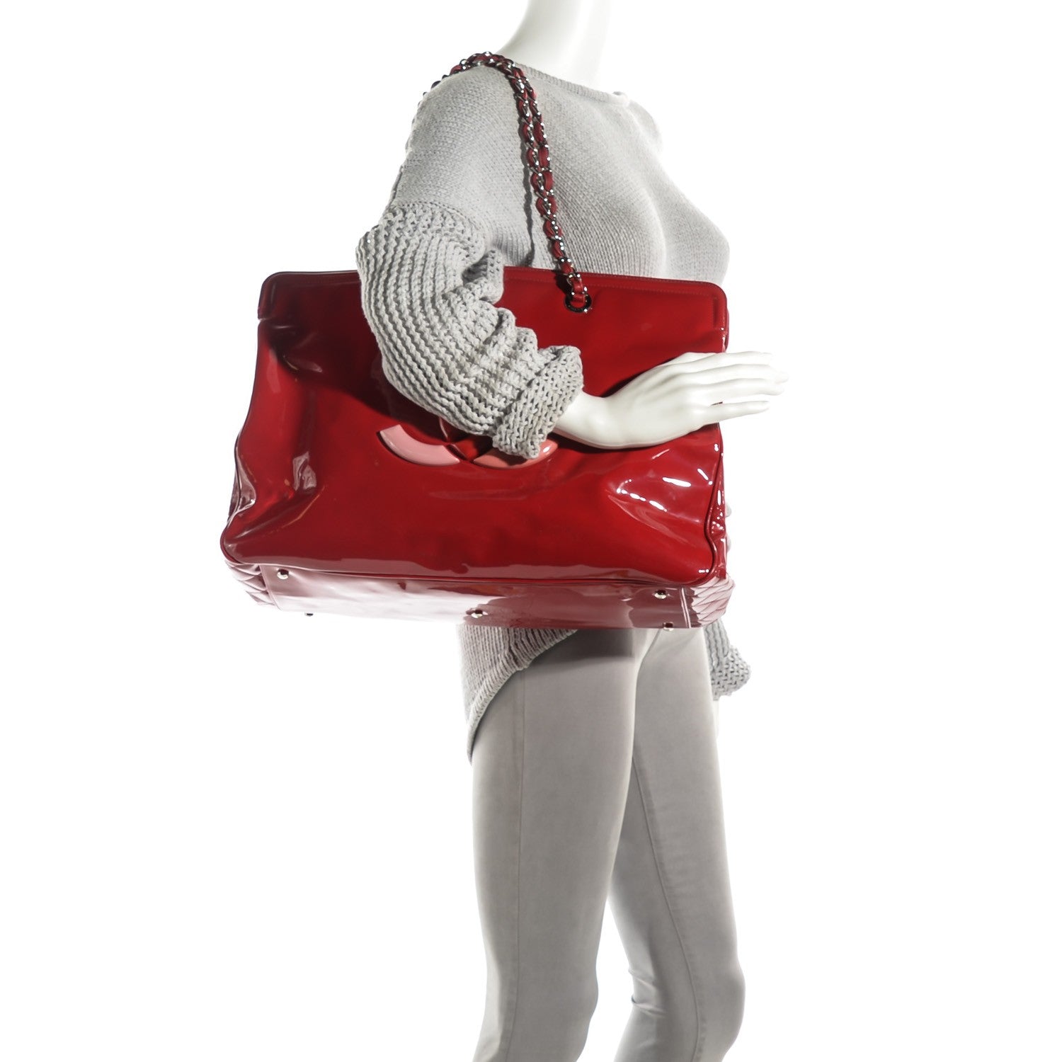 Chanel Patent Calfskin XL Lipstick Tote Red 2 of 7