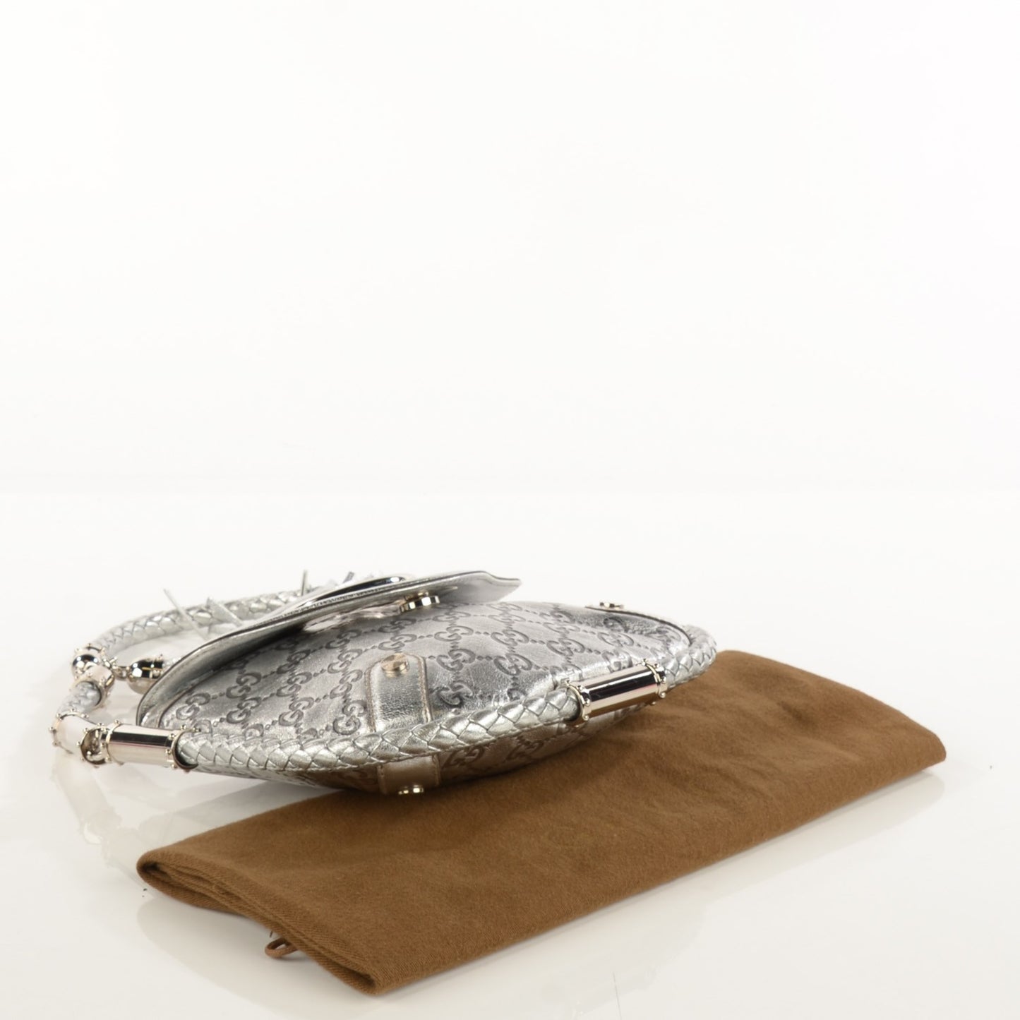 Guccissima Small Britt Tassel Shoulder Bag Silver