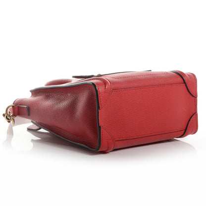 Celine Drummed Leather Nano Luggage Coquelicot 4 of 9