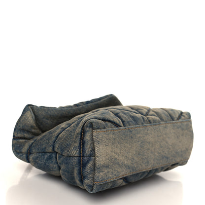 Saint Laurent Denim Quilted Toy Loulou Puffer Monogram Chain Satchel Blue Cinnamon 3 of 7