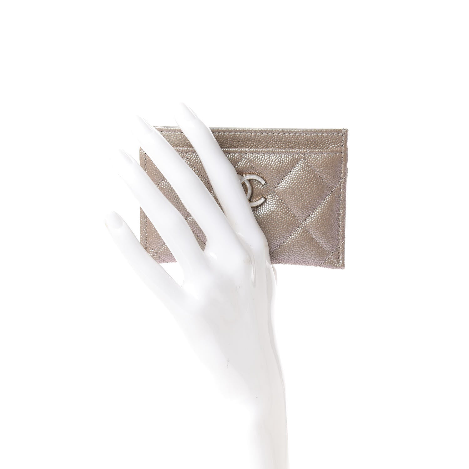 Chanel Iridescent Caviar Quilted Card Holder Beige 2 of 9