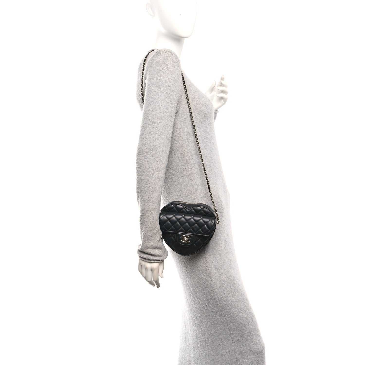 Chanel Lambskin Quilted CC In Love Heart Bag Black 2 of 11