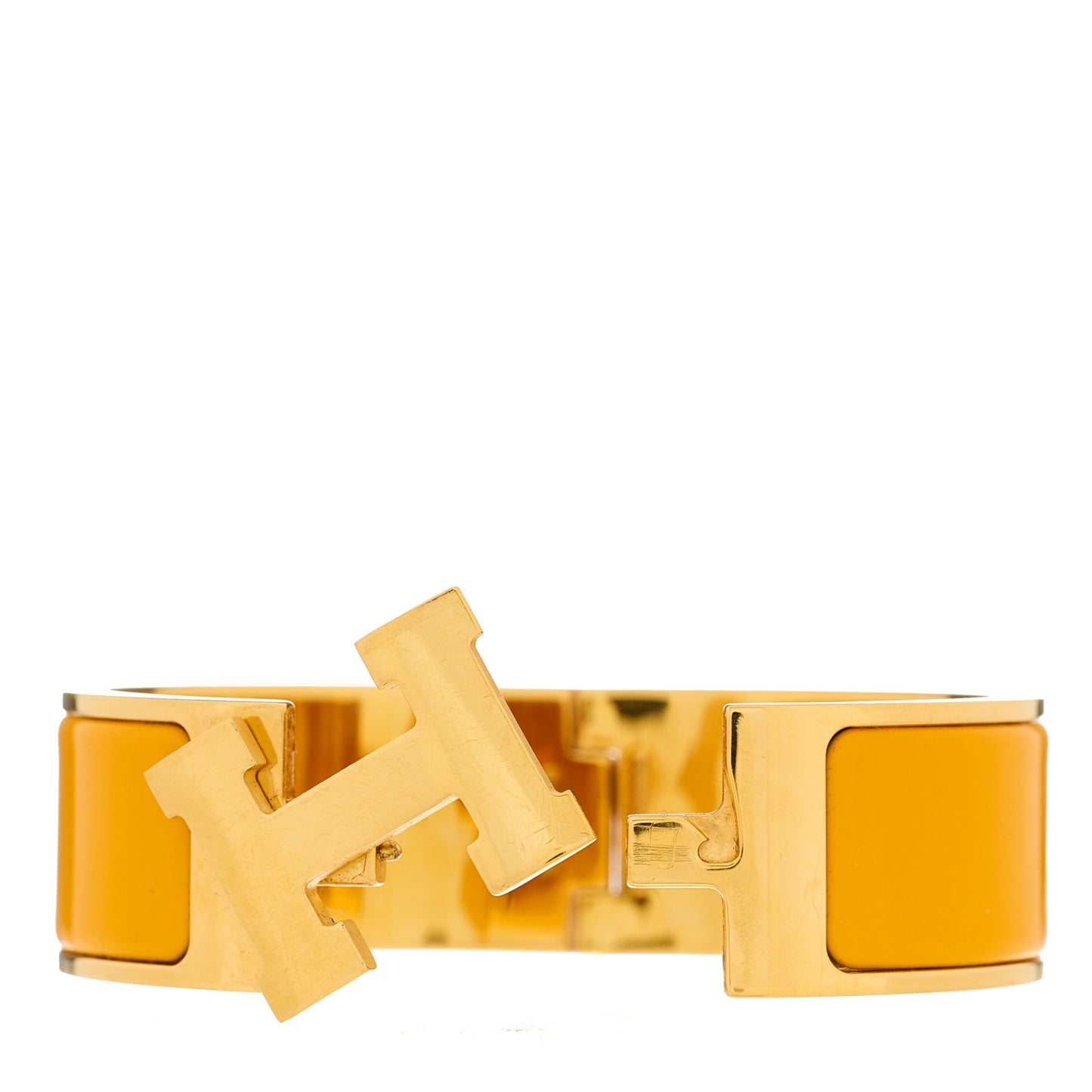 Enamel Wide Clic Clac H Bracelet PM Jaune Madras