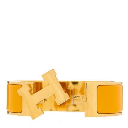 Hermes Enamel Wide Clic Clac H Bracelet PM Jaune Madras 4 of 5