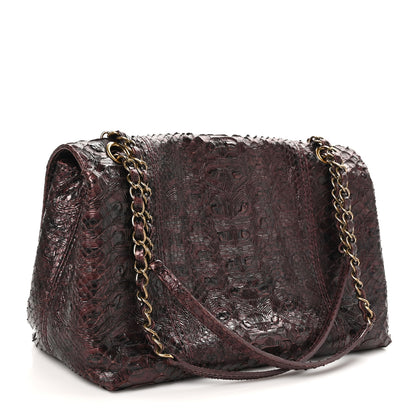 Chanel Metallic Snakeskin Medium Paris-Byzance Flap Burgundy 3 of 10
