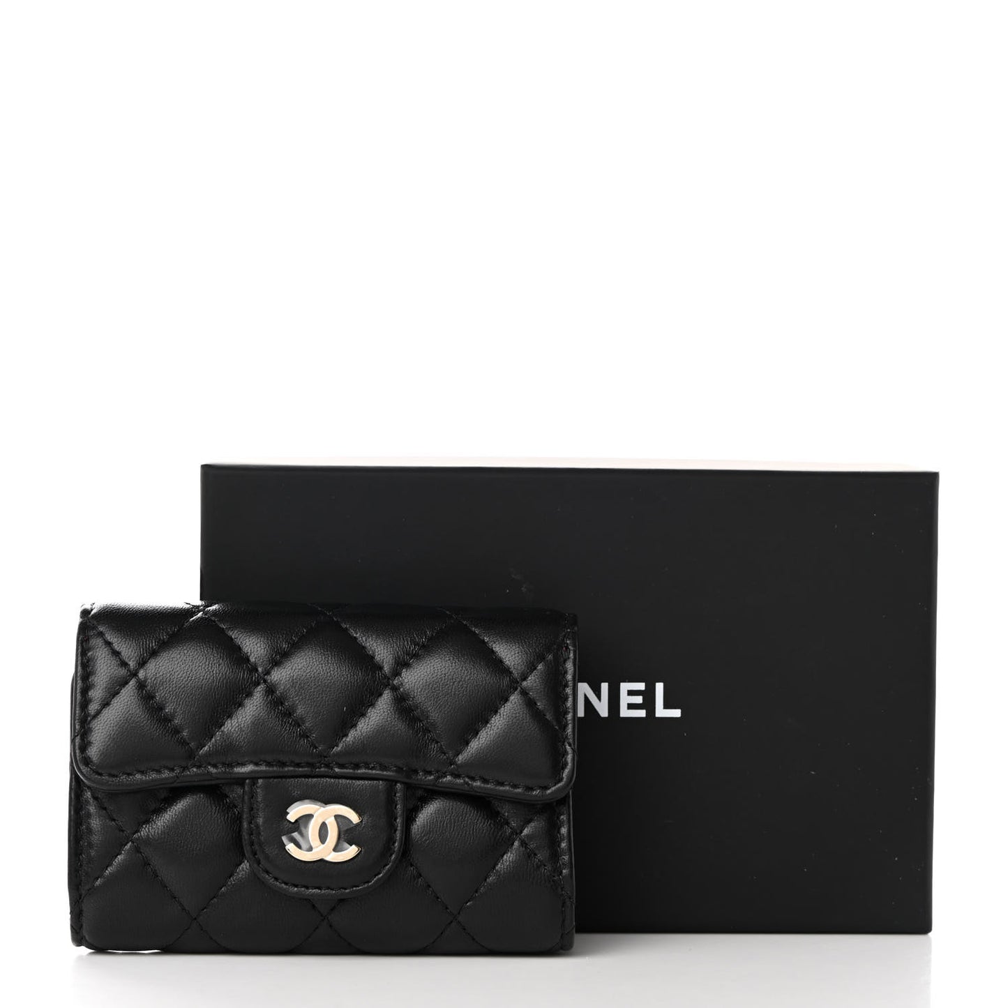 Lambskin Quilted 4 Key Holder Black