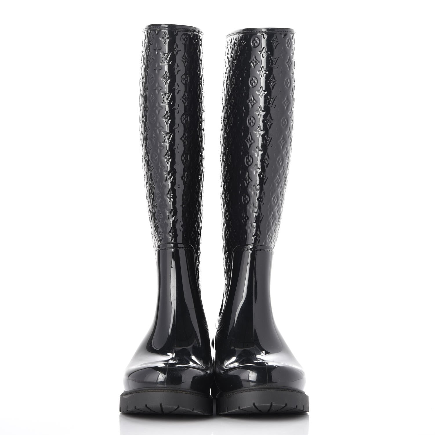 Louis Vuitton Rubber Embossed Monogram Splash Rain Boots 37 Black 2 of 7