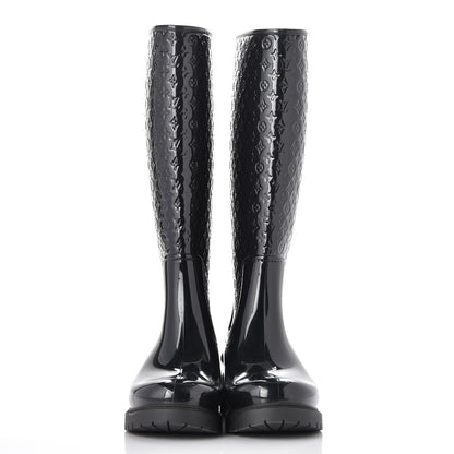 Louis Vuitton Rubber Embossed Monogram Splash Rain Boots 37 Black 2 of 7