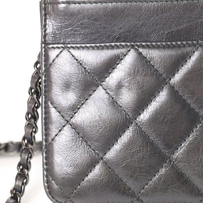 Chanel Metallic Aged Calfskin Quilted Reissue Wallet On Chain WOC Dark Silver 16 of 17