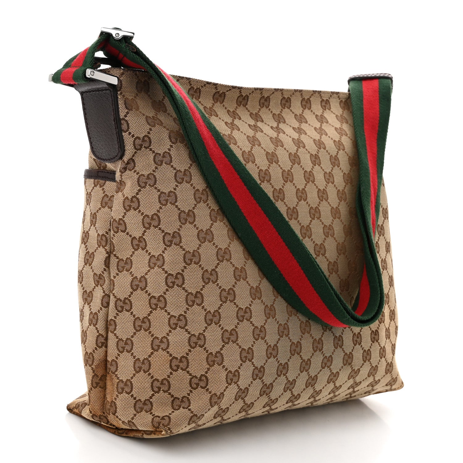 Gucci Monogram Web Medium Flat Messenger Bag Brown 3 of 10