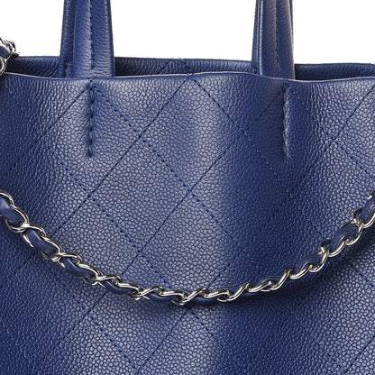 Chanel Grained Calfskin Small CC Pocket Tote Blue 22 of 22