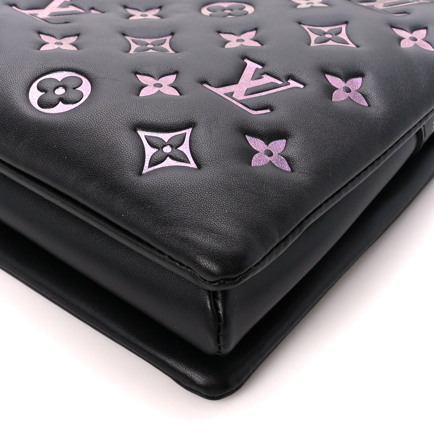 Lambskin Embossed Monogram LV Ski Coussin PM Black Multicolor