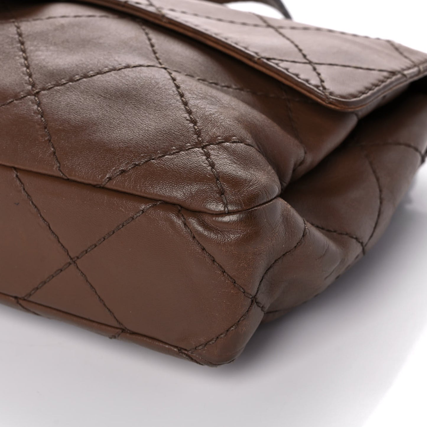 Calfskin Stitched Flap Brown
