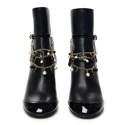 Chanel Lambskin Patent Calfskin Ankle Boots 36.5 Black 2 of 8