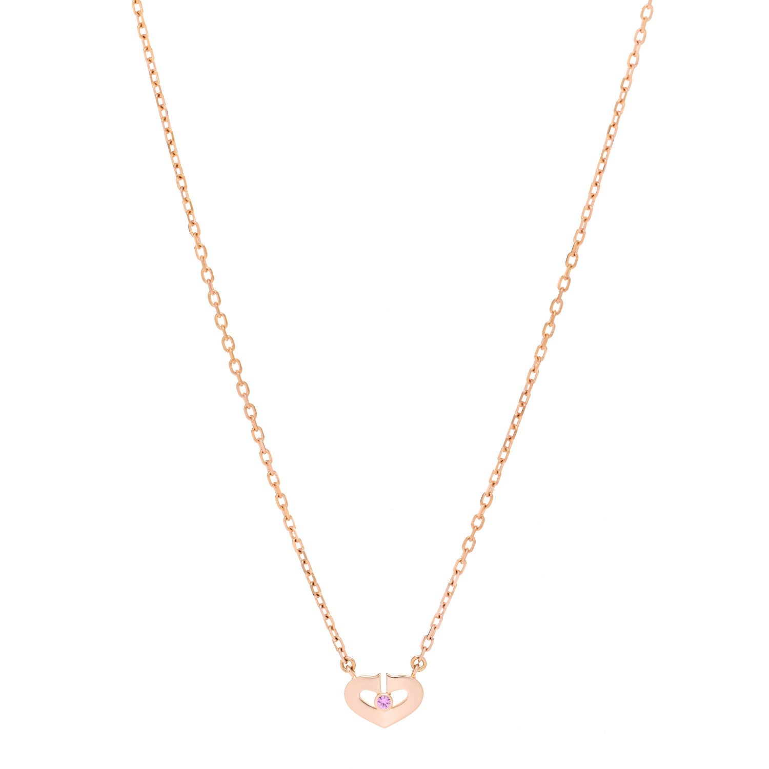 Cartier 18K Pink Gold Pink Sapphire XS Hearts and Symbols Necklace 1 of 5
